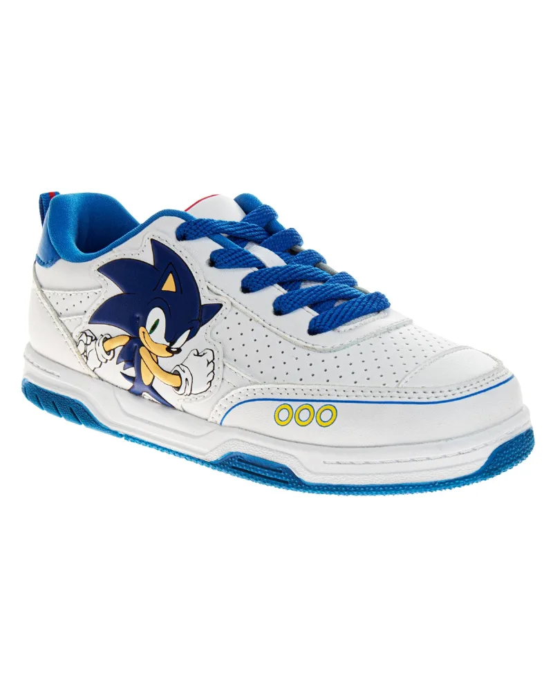 Sonic The Hedgehog Little Boys Lace Up Sneakers - White/blue