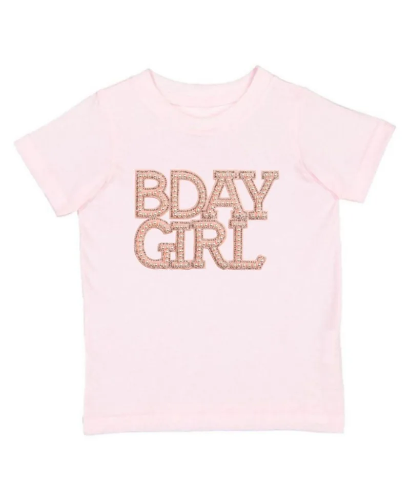 Sweet Wink Toddler Girls Pearl BDay Patch Short Sleeve T-Shirt - Ballet pink