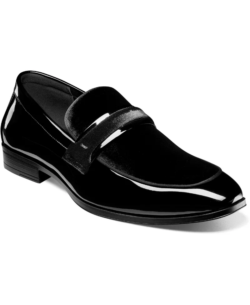 Stacy Adams Men's Spratley Moc Toe Saddle Slip On Loafer - Black