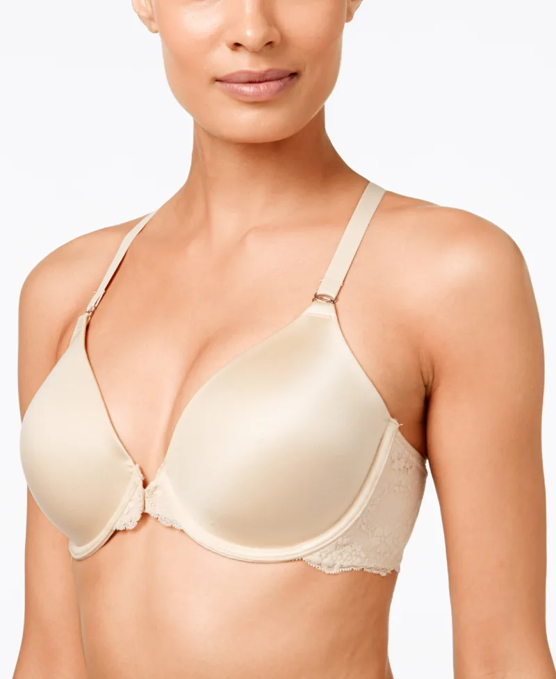 Maidenform One Fab Fit Lace T-Back Shaping Underwire Front Close Bra 7112 - Latte Lift (Nude 5)