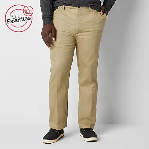 St. John's Bay Universal Easy Care Extender Mens Classic Fit Big and Tall Flat Front Pant, 46 30, Black