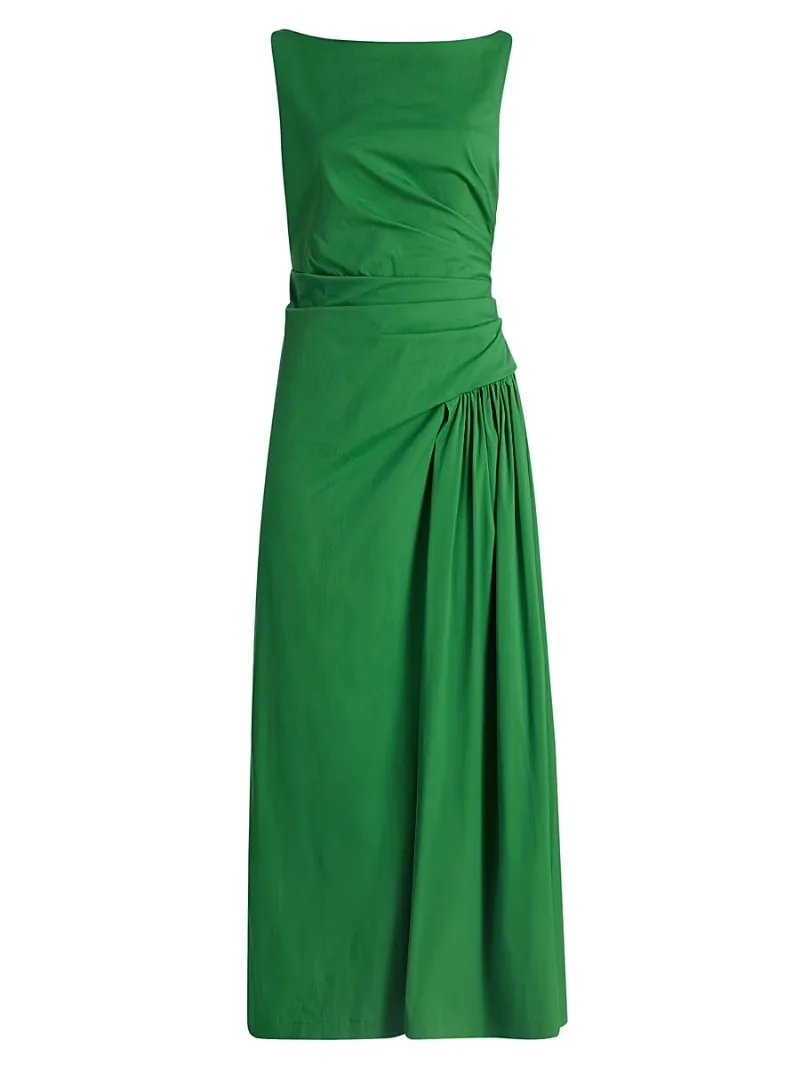 Lela Rose Women's Poplin Cotton-Blend Flounce Midi-Dress - Fern - Size 8