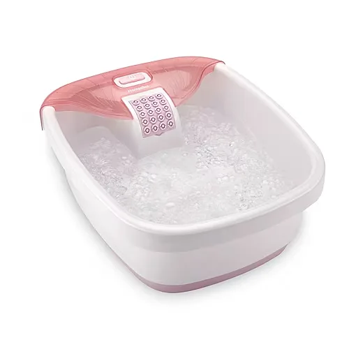 HoMedics Deluxe Footspa + Pumice Stone + Moisturizing Gel Socks Foot Bath, One Size, Pink