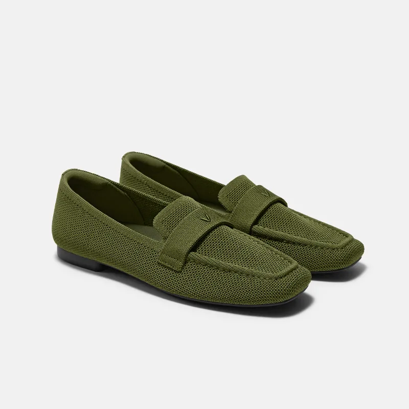 VIVAIA Square-Toe Icon Loafers (Silvie)|OLIVE DRAB LATTICE|US 5