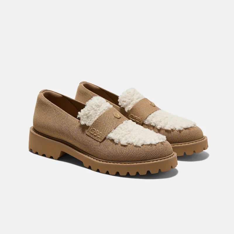 VIVAIA Round-Toe Chunky Heel Loafers (Franata)|NUTMEG & CREAM|5.5-6