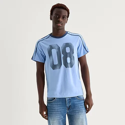 Arizona Slim Fit Mens Crew Neck Short Sleeve Slim Fit Graphic T-Shirt, X-large, Blue