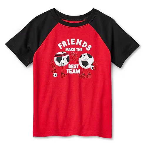 Okie Dokie Active Toddler & Little Boys Crew Neck Short Sleeve Regular Fit Graphic T-Shirt, 12 Months, Red