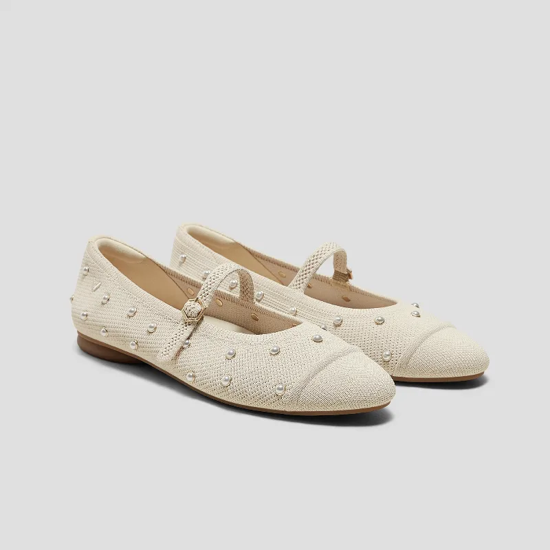 VIVAIA Almond-Toe Mary Janes AdaptAll™ (Tamia Mary Jane)|CREAM IVORY PEARLS|US 6.5