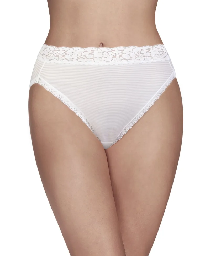Vanity Fair Women's Flattering Lace Hi-Cut Panty Underwear 13280, extended sizes available - Star White
