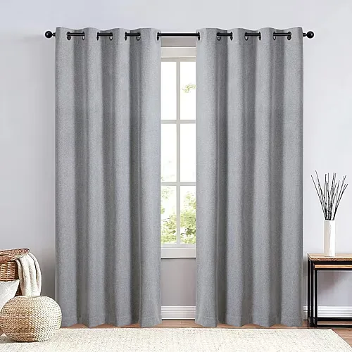 Max Blackout Baylor Grommet Top Energy Saving 100% Blackout Single Curtain Panel, One Size, Gray