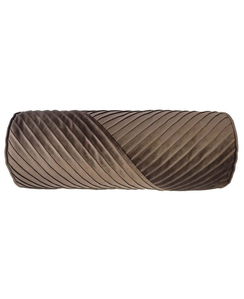 Edie@Home Chelsea Spliced Neckroll Decorative Pillow, 7" x 18" - Chocolate Brown