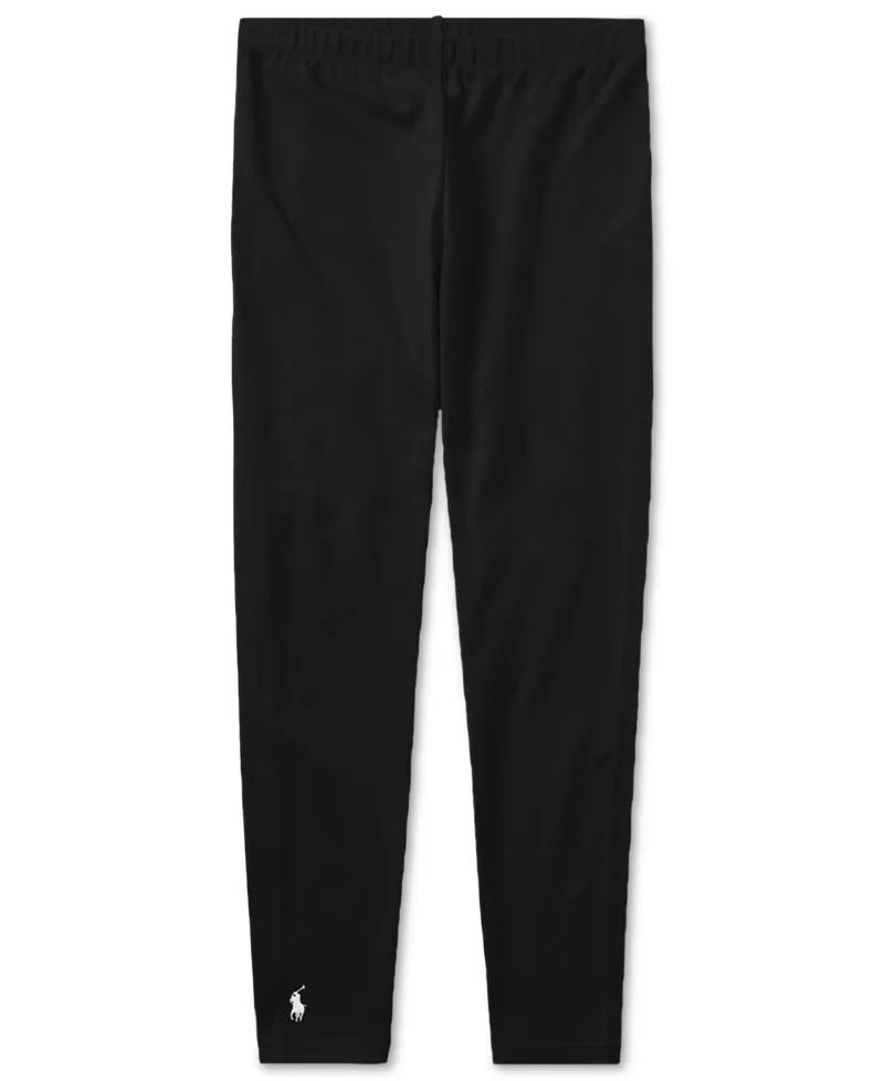 Big Girls Embroidered Pony Stretch Cotton Leggings - Black