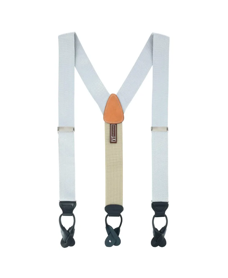 Trafalgar Men's Hudson Nylon Button End Suspenders - Silver