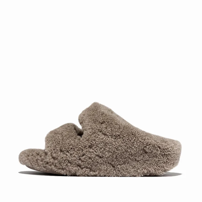 SHUV Curly-Shearling Two-Bar Slides