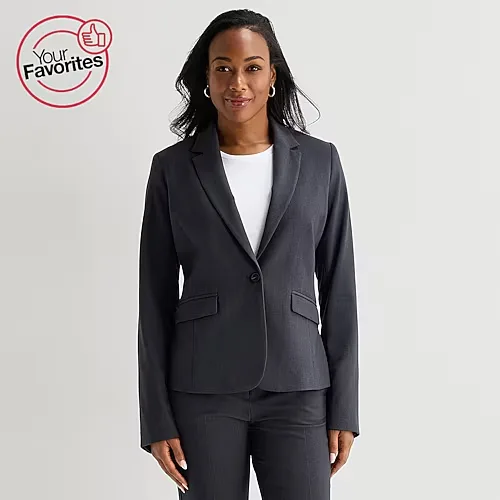Liz Claiborne Kate Womens Regular Fit Blazer, 6 Petite, Gray