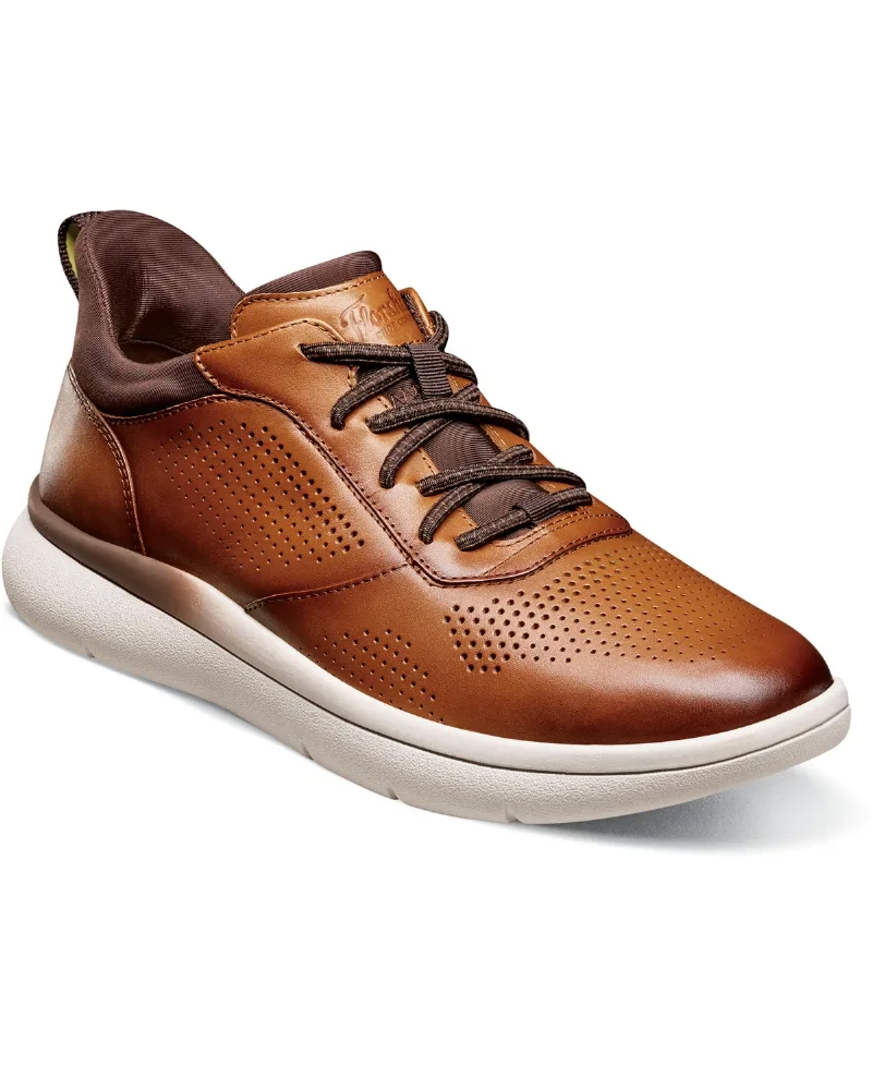 Florsheim Men's Fleet Perf Toe Elastic Lace Sneaker - Cognac