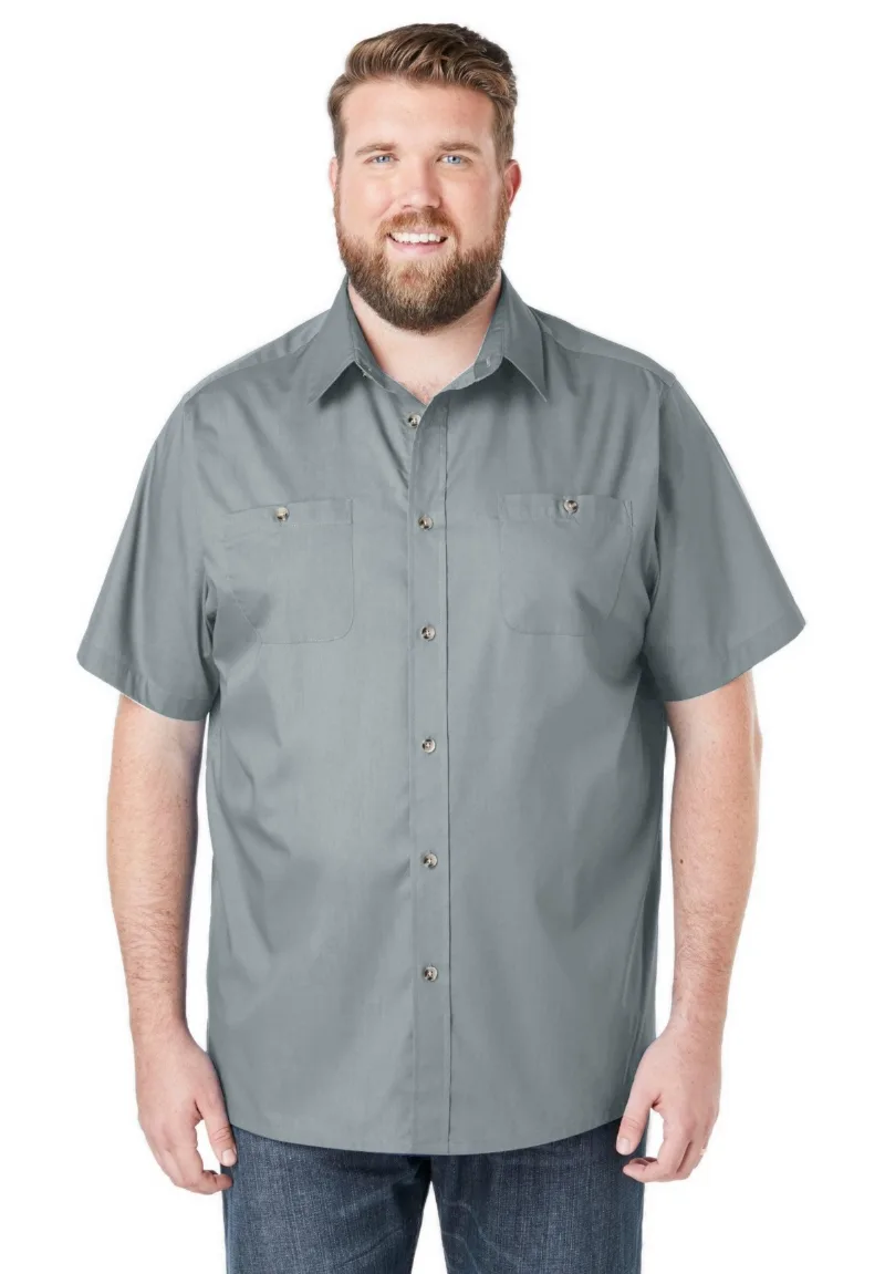 KingSize Big & Tall Short-Sleeve Pocket Sport Shirt - Gunmetal