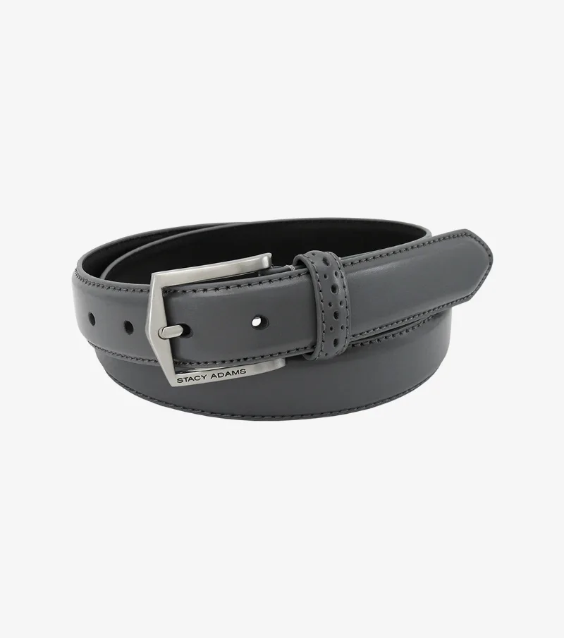 Stacy Adams Shoes Pinseal Perf Strap Genuine Leather Belt Gray Size 40