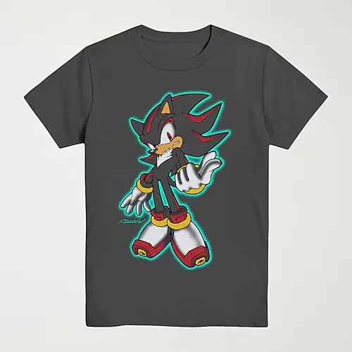 Shadow Little & Big Kid Boys Crew Neck Short Sleeve Regular Fit Sonic the Hedgehog Graphic T-Shirt, Large (14-16), Gray