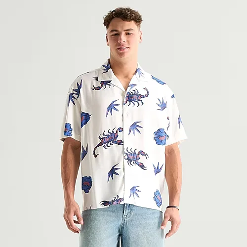 Arizona Mens Short Sleeve Relaxed Fit Button-Down Shirt, X-large, Blue