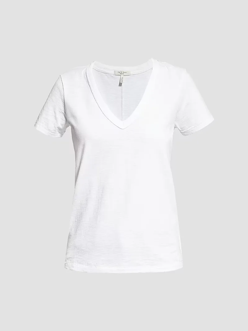 rag & bone Women's V-Neck Cotton Tee - Bright White - Size XS