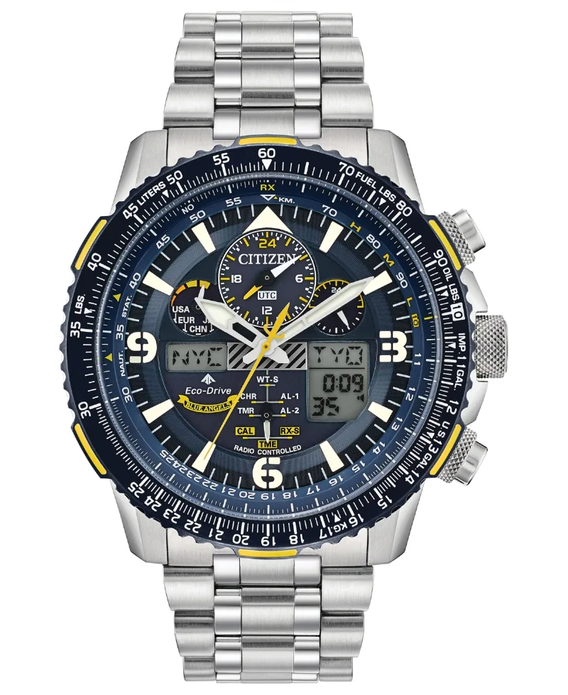 Citizen Eco-Drive Men's Analog-Digital Promaster Blue Angels Skyhawk A-t Stainless Steel Bracelet Watch 46mm - Silver