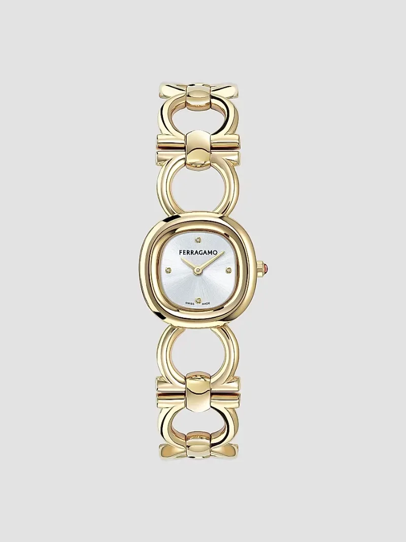 FERRAGAMO Women's Double Gancini Goldtone Stainless Steel Bracelet Watch/25MM - Yellow Gold