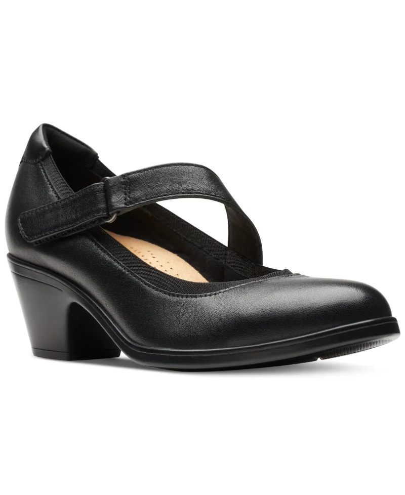 Clarks Women's Emily Mabel Asymmetric Mary Jane Shoes - Black Leather