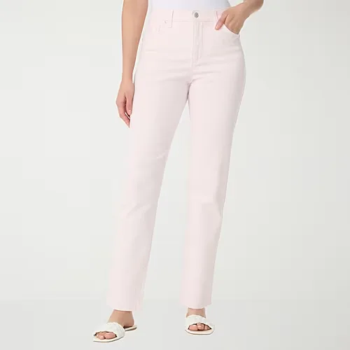 Gloria Vanderbilt Amanda Womens High Rise Tapered Leg Jean, 14, Pink