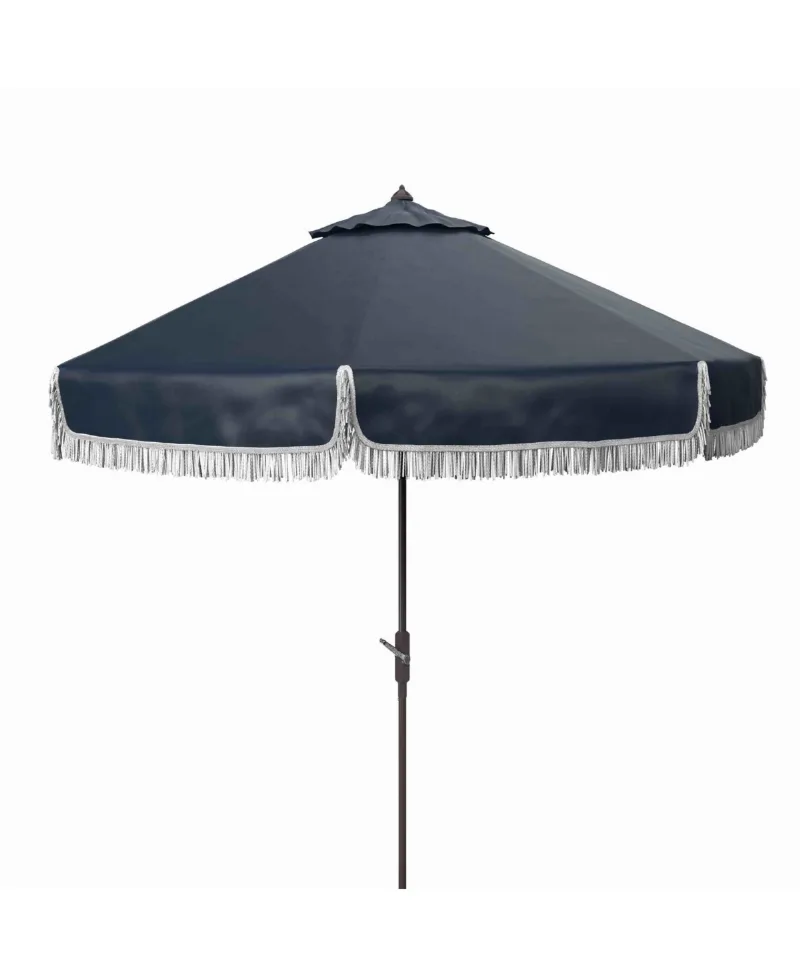 Milan 11' Fringe Umbrella - Navy, White