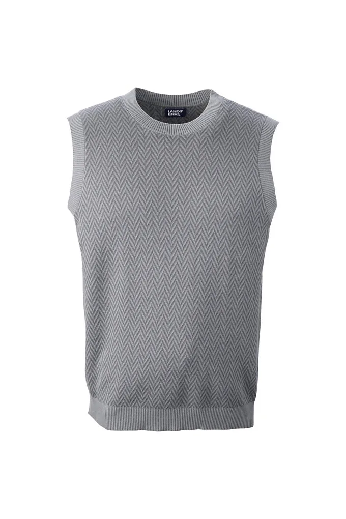 Unisex Big Herringbone Sweater Vest - Lands' End - Gray - 2XL