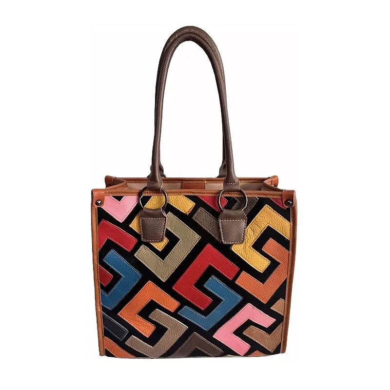 AmeriLeather Whimsy Color Block Tote Bag, Multi