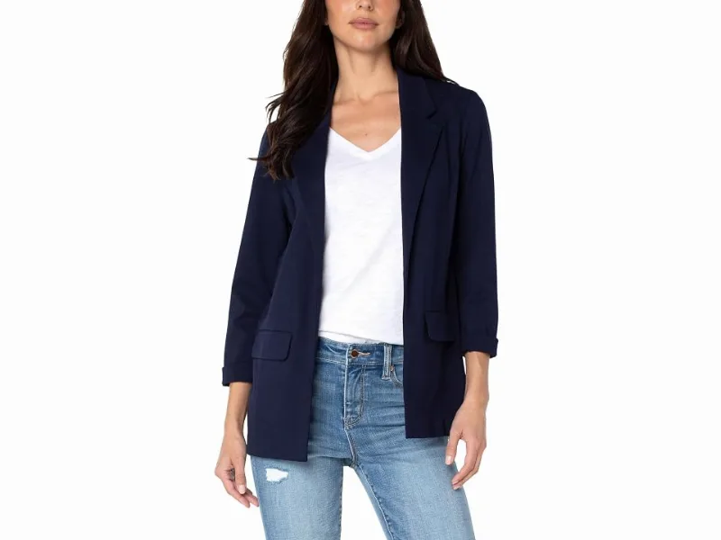 Liverpool Los Angeles Boyfriend Blazer with Princess Darts (Cadet Blue) Women's Clothing