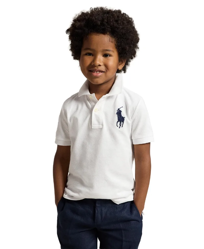Polo Ralph Lauren Toddler and Little Boys Big Pony Cotton Mesh Polo - White