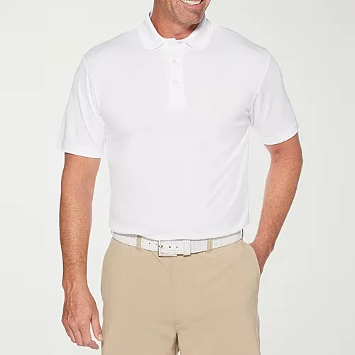 PGA TOUR Airflux Mens Short Sleeve Polo Shirt, Small, White