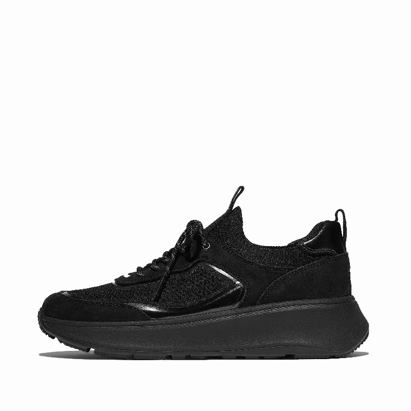 F-MODE Knit/Suede Flatform Pull-On Sneakers