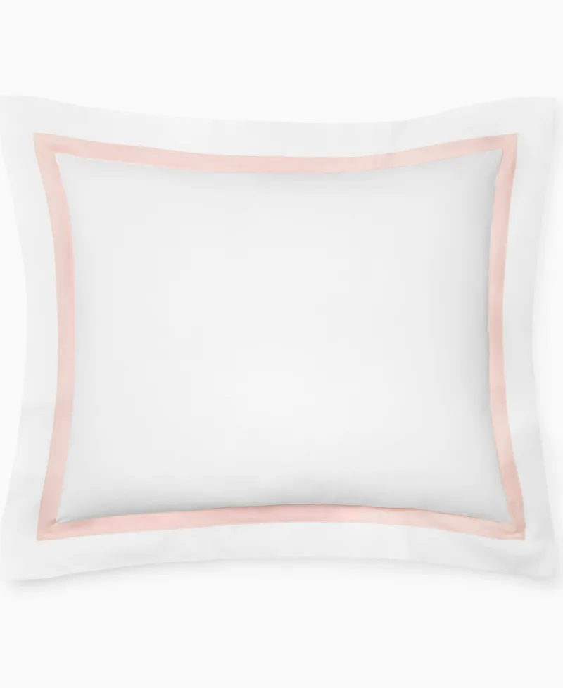 Sferra Estate Woven Cotton Sham, Standard - White/Petal