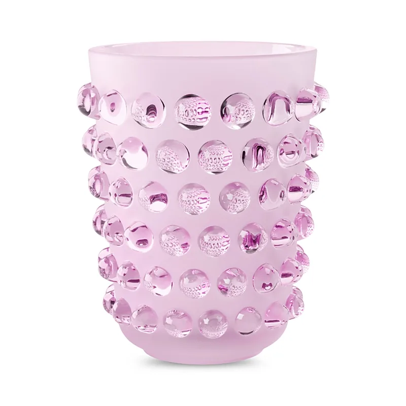 Lalique Mossi Vase, Pink Luster