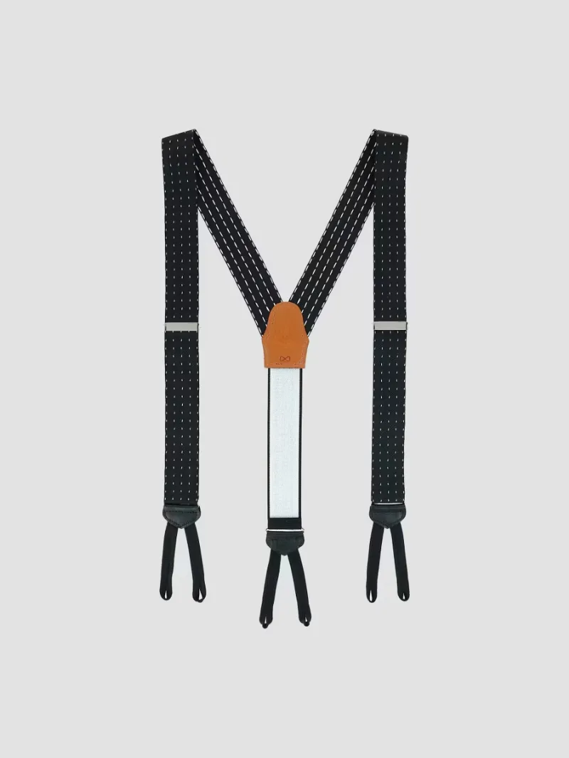 Men Formal Pindot Brace - Black White