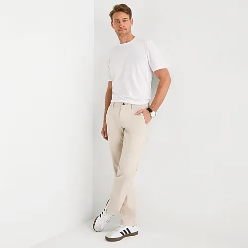 St. John's Bay Stretch Chino Mens Straight Fit Flat Front Pant, 38 30, Beige