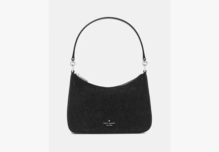 Kate Spade Margot Spade Flower Crystal Suede Medium Shoulder Bag