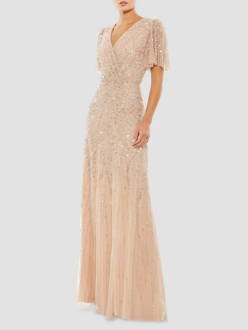 Mac Duggal Women's Sequined Beaded Tulle Gown - Beige - Size 18