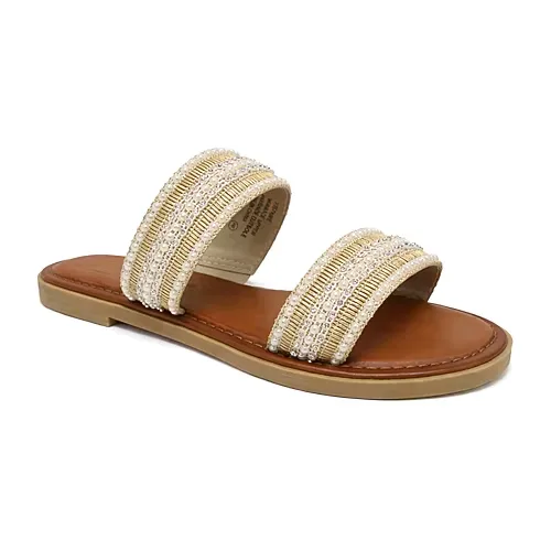Pop Womens Selonie Slide Sandals, 7 Medium, White