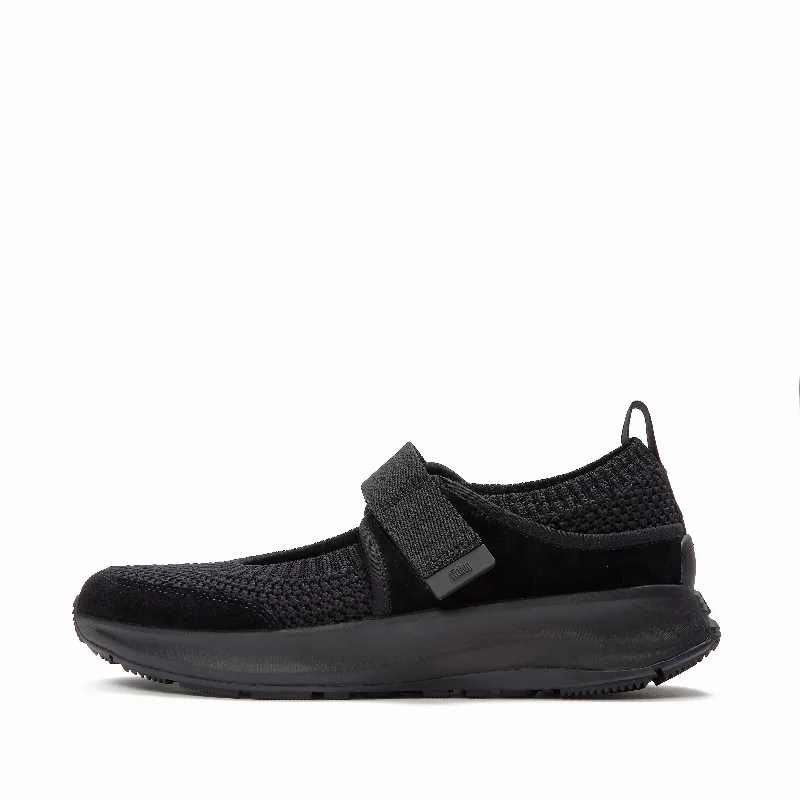 F-MODE Flow Knit/Suede Mary Janes