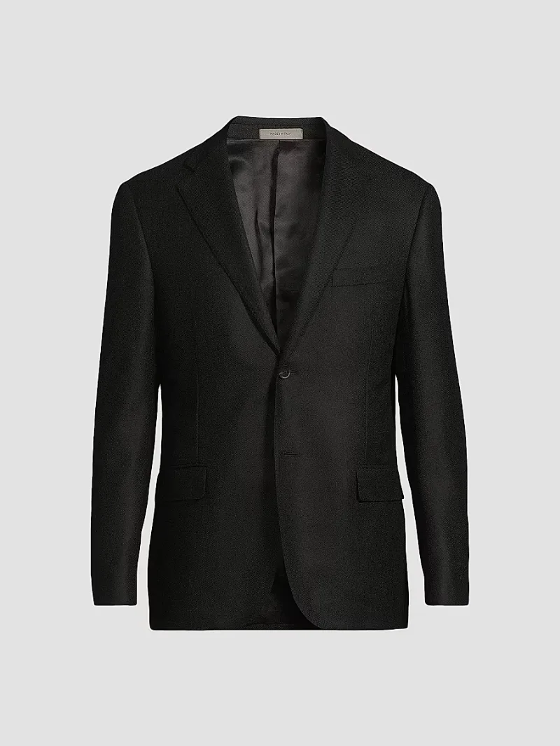 Men's Wool-Silk Sport Coat - Black - Size 42