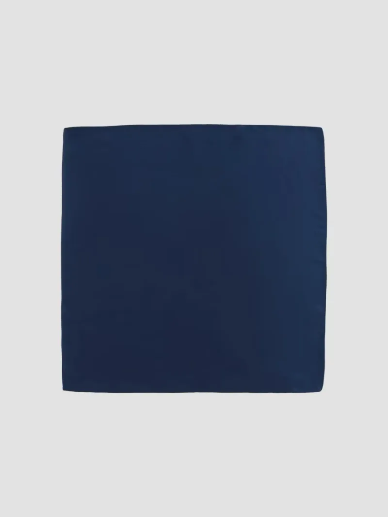 Men Silk Pocket Square - Navy