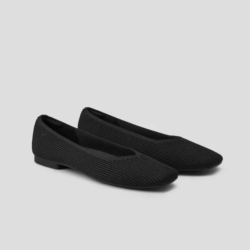 VIVAIA Square-Toe V-Cut Flats (Margot 2.0)|BLACK|US 6