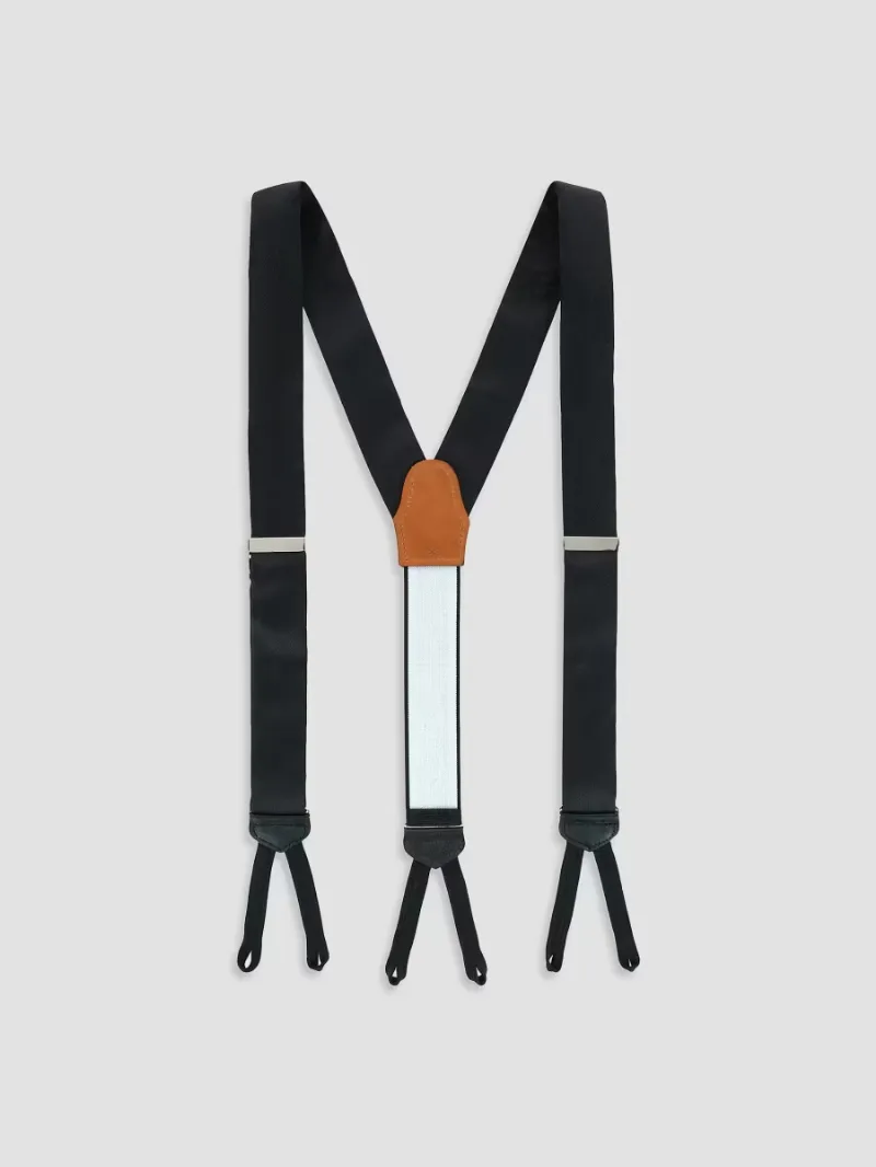 Men Monte Bello Interlocked Silk Suspenders - Black