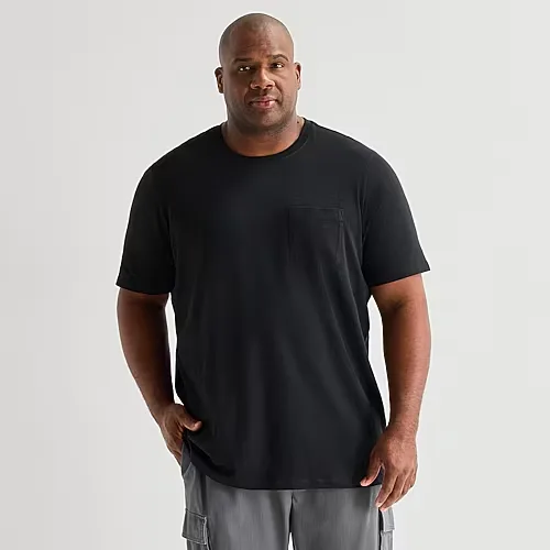 mutual weave Mens Crew Neck Short Sleeve Big and Tall T-Shirt, 2x-large Tall, Black