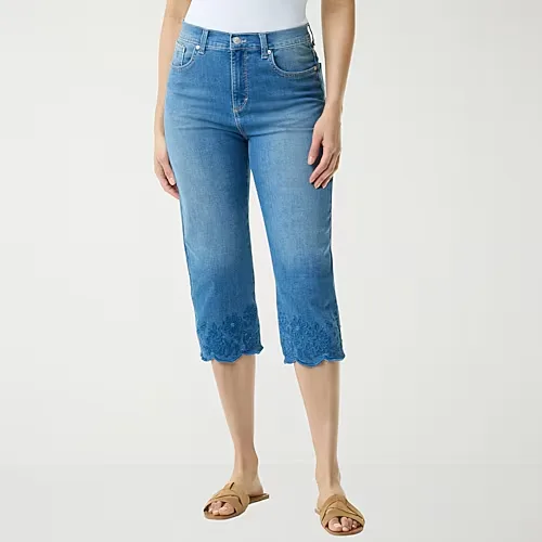 Gloria Vanderbilt Amanda Womens High Rise Capri Jean, 14, Blue